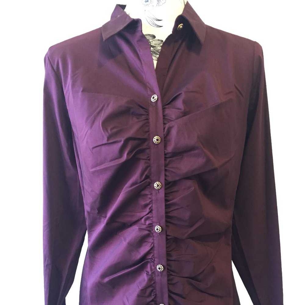 Purple button down top
